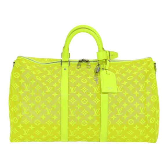 LOUIS VUITTON Monogram Mesh Keepall Bandouliere 50 Bag Yellow - Picture 6 of 15